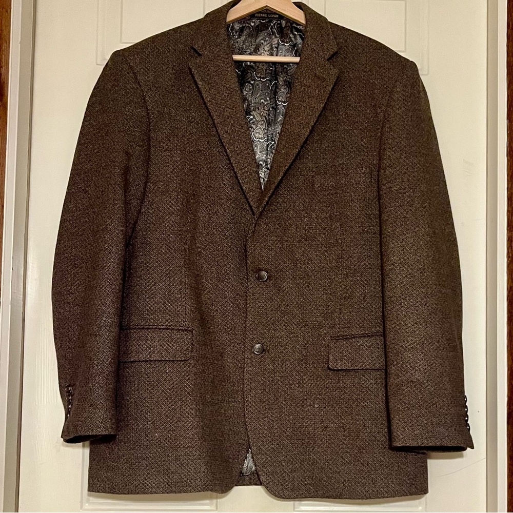 Pierre Loren Steven 2B Men’s Wool Blend Blazer Brown Size 44R